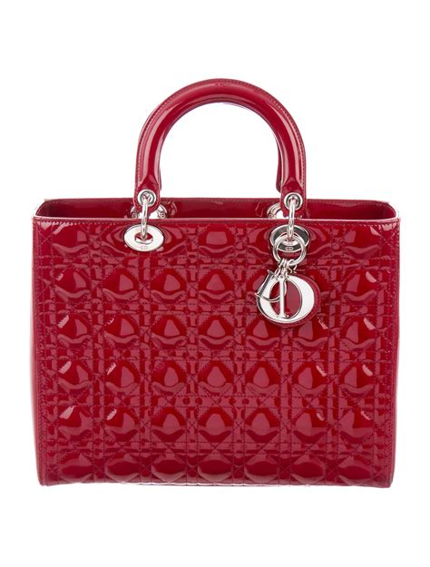 dior matte red|christian Dior lady large bag.